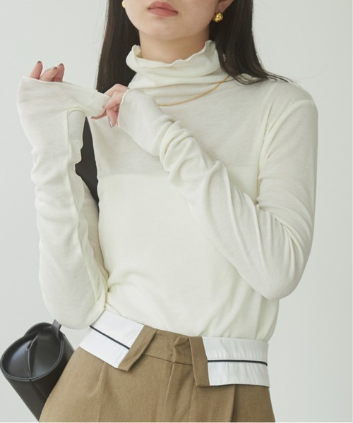 セール】タートルネック 長袖 シアートップス（Tシャツ