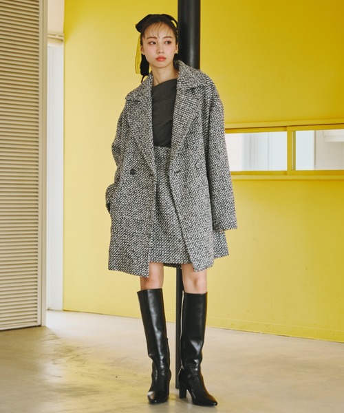 JILL by JILL STUART（ジルバイジルスチュアート）の「◇シャギー・ツィード素材バリエーションミドル丈ミニスカート（スカート・レディース・ブラック系その他/ホワイト系その他・SMALL/MEDIUM）」の5枚目の写真