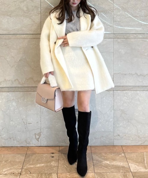 セール】◇シャギー・ツィード素材バリエーションミドル丈ミニスカート