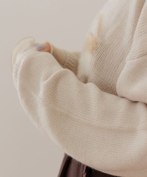 flower（フラワー）の「ベイビーアニマルニット（ニット/セーター・レディース・ピンク/アイボリー・FREE）」の6枚目の写真