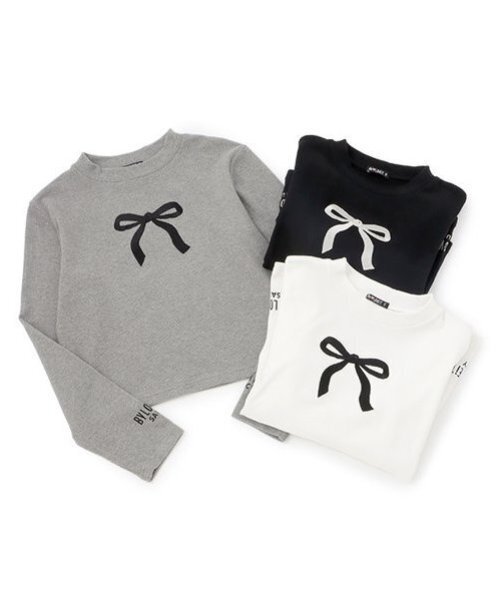 by LOVEiT（バイラビット）の「大人リボン起毛テレコプルオーバー（Tシャツ/カットソー・キッズ・ブラック/オフホワイト/グレー・120cm/130cm/140cm/150cm/160cm）」の5枚目の写真