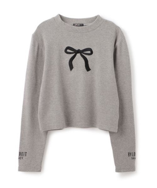 by LOVEiT（バイラビット）の「大人リボン起毛テレコプルオーバー（Tシャツ/カットソー・キッズ・ブラック/オフホワイト/グレー・120cm/130cm/140cm/150cm/160cm）」の4枚目の写真
