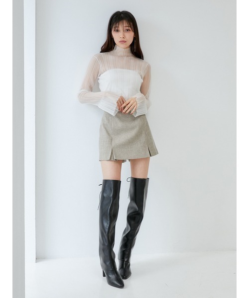 スナイデル♡snidel♡シースルーブロッキングプルオーバー SNIDEL（スナイデル）の「シースルーニットプルオーバー（ニット