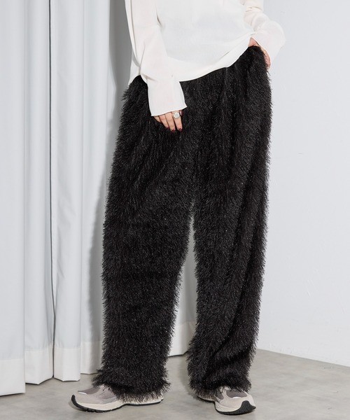 新品・未開封connse ラメパンツ ブラック Sサイズ ラメシャギーパンツ（その他パンツ）｜leimn（レイムン）の