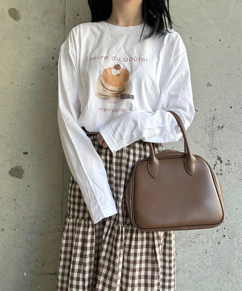 merrylatte(メリーラテ)の「カフェプリントロングTシャツ(Tシャツ/カットソー・レディース・ホワイト・MEDIUM)」の1枚目の写真