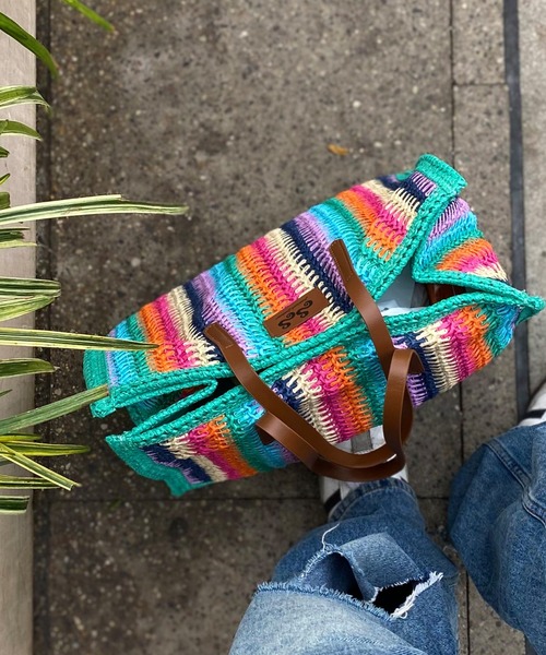 ROOPTOKYO（ループトウキョウ）の「【Sunkissed Sunflower / サンキッスド サンフラワー】マルチカラー ストロートートバッグ A4（トートバッグ・レディース・グリーン・FREE）」の7枚目の写真