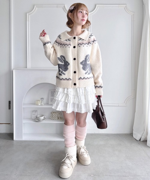 Loueme（ルエム）の「ウサギカウチンニットカーディガン（ニット/セーター・レディース・アイボリー/ピンク/オフホワイト・FREE）」の18枚目の写真