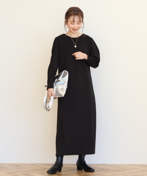 AMERICAN HOLIC(アメリカンホリック)の「袖コンシャスポンチワンピース(ワンピース・レディース・ブラック/杢グレー・M/L)」の1枚目の写真