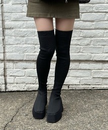 Silly（シリー）の「【韓国ファッション◎美脚効果も♪】ストレッチソックスブーツ（ブーツ）」