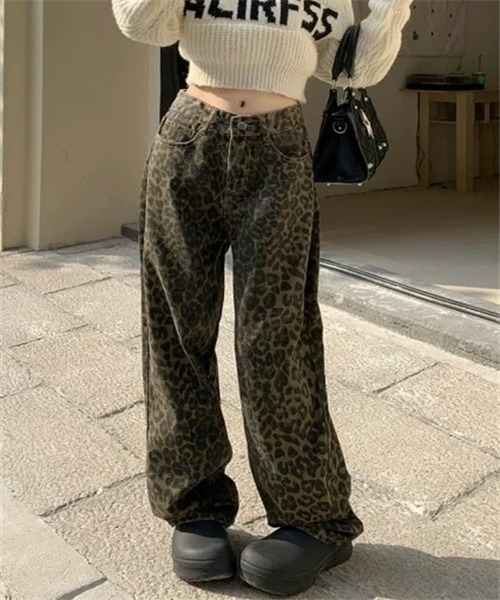 FREE STYLISTS（フリー スタイリスト）の「ヒョウ柄ワイドデニムパンツ（デニムパンツ・レディース・ブラウン・2XL/S/M/XL/L）」の6枚目の写真