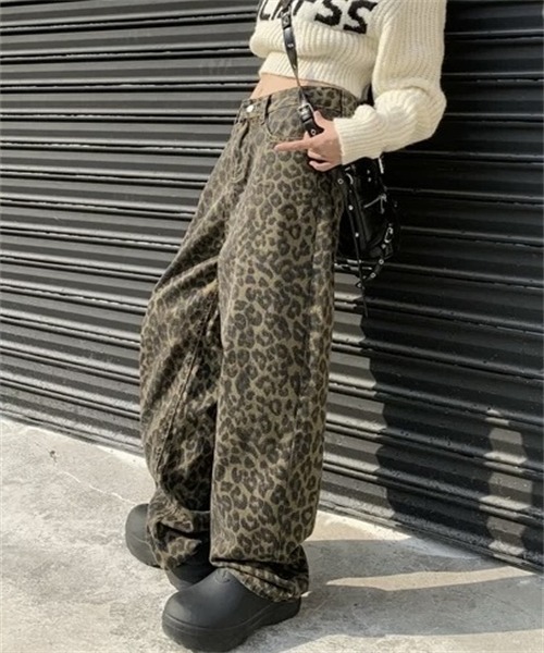 FREE STYLISTS（フリー スタイリスト）の「ヒョウ柄ワイドデニムパンツ（デニムパンツ・レディース・ブラウン・2XL/S/M/XL/L）」の10枚目の写真