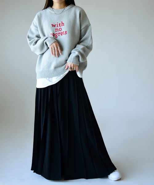 and it_(アンドイット)の「ロゴ刺繍ニットプルオーバー(ニット/セーター・レディース・チャコールグレー/オフホワイト/杢グレー・M-L)」の9枚目の写真
