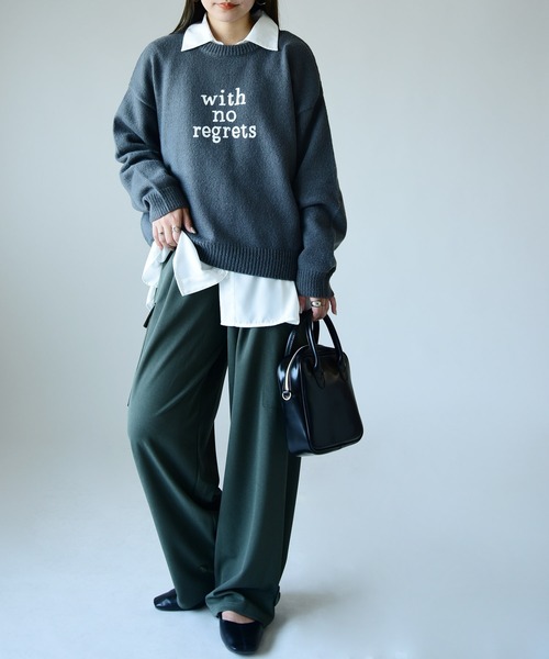 and it_(アンドイット)の「ロゴ刺繍ニットプルオーバー(ニット/セーター・レディース・チャコールグレー/オフホワイト/杢グレー・M-L)」の12枚目の写真