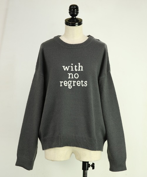 and it_(アンドイット)の「ロゴ刺繍ニットプルオーバー(ニット/セーター・レディース・チャコールグレー/オフホワイト/杢グレー・M-L)」の21枚目の写真