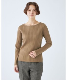 【おうちで洗える】ボートネックニット×リブデザイン