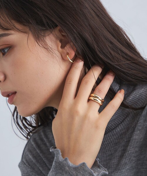 green label relaxing(グリーンレーベルリラクシング)の「【WEB限定】シンプル リング 2本セット(リング・レディース・ゴールド/その他1/シルバー・FREE)」の3枚目の写真