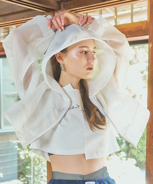 クロップドメッシュシアーパーカー（パーカー）｜VIOLETTA