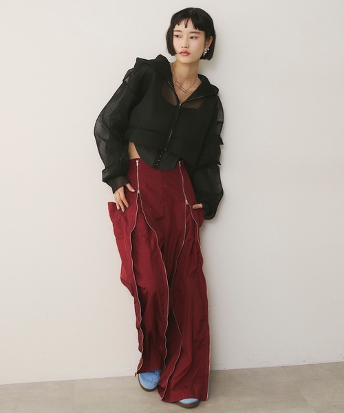 セール】クロップドメッシュシアーパーカー（パーカー）｜VIOLETTA