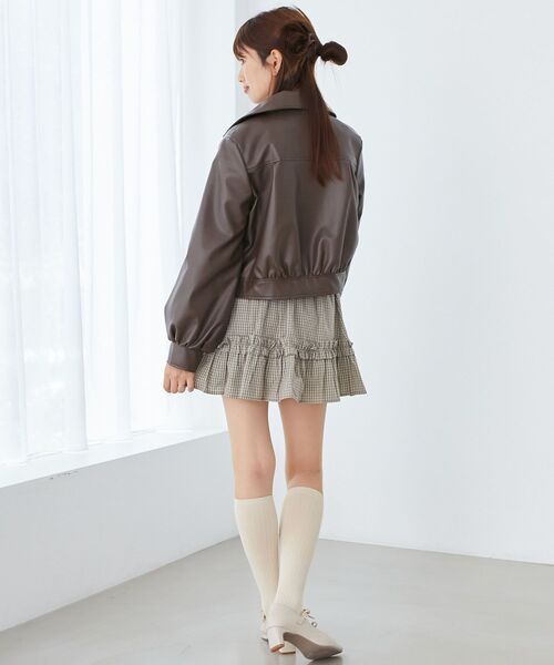 MAJESTIC LEGON（マジェスティックレゴン）の「Ladyショートライダース（ブルゾン・レディース・ベージュ/ブラウン/ブラック/アイボリー・MEDIUM/SMALL）」の12枚目の写真