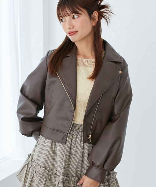 MAJESTIC LEGON（マジェスティックレゴン）の「Ladyショートライダース（ブルゾン・レディース・ベージュ/ブラウン/ブラック/アイボリー・MEDIUM/SMALL）」の13枚目の写真