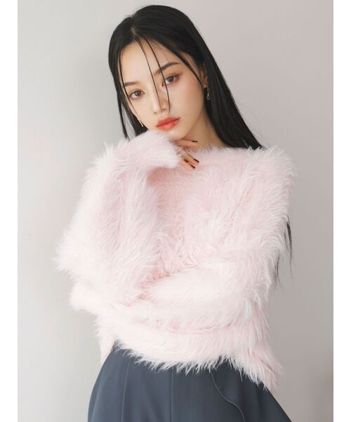 dazzlin（ダズリン）の「シャギークルーニットトップス（ニット/セーター・レディース・ピンク/レッド/アイボリー/チャコールグレー・FREE）」の15枚目の写真