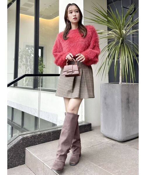 dazzlin（ダズリン）の「シャギークルーニットトップス（ニット/セーター・レディース・ピンク/レッド/アイボリー/チャコールグレー・FREE）」の5枚目の写真