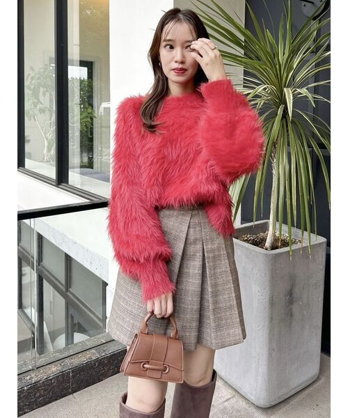 dazzlin（ダズリン）の「シャギークルーニットトップス（ニット/セーター・レディース・ピンク/レッド/アイボリー/チャコールグレー・FREE）」の7枚目の写真