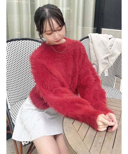 dazzlin（ダズリン）の「シャギークルーニットトップス（ニット/セーター・レディース・ピンク/レッド/アイボリー/チャコールグレー・FREE）」の11枚目の写真