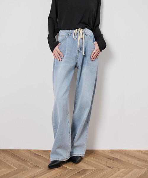 ドロストワイドストレートデニム（デニムパンツ）｜Shelly
