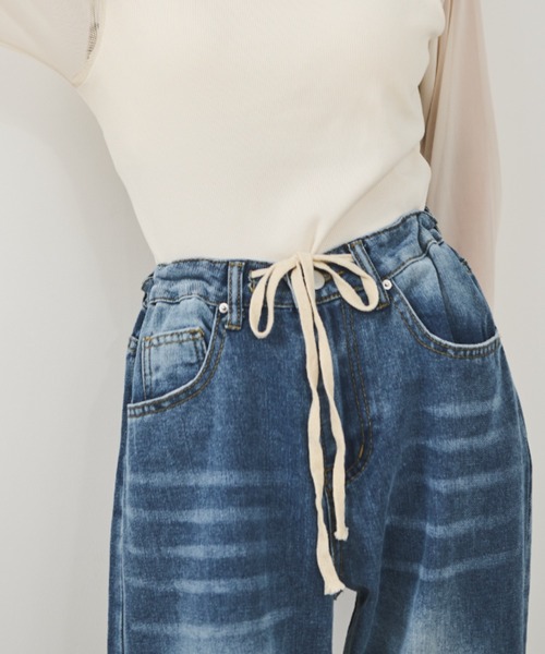 セール】ドロストワイドストレートデニム（デニムパンツ