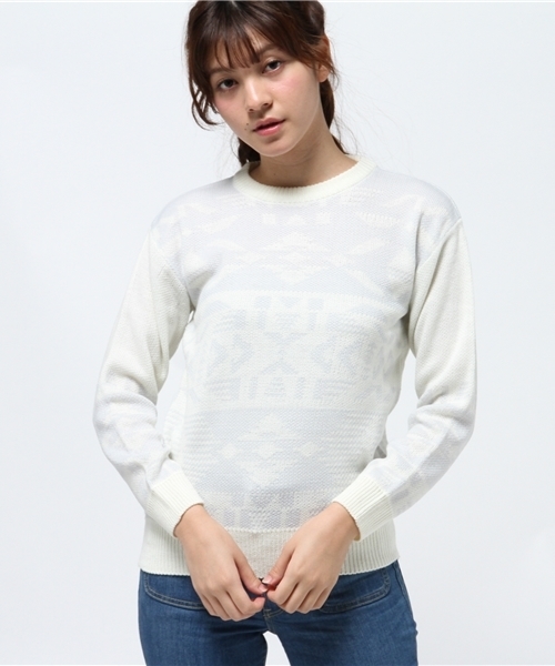 earth music&ecology（アースミュージックアンドエコロジー）の「ノルディック柄ニットプルオーバー（ニット/セーター・レディース・サックスブルー/ブラウン/ブラック・FREE）」の3枚目の写真