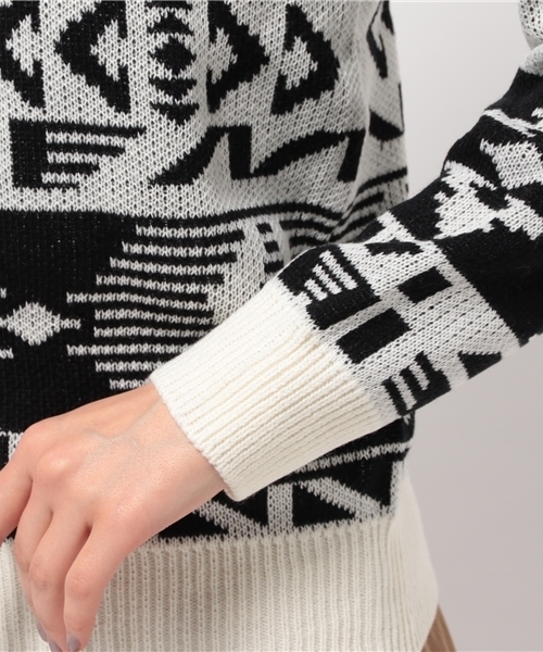 earth music&ecology（アースミュージックアンドエコロジー）の「ノルディック柄ニットプルオーバー（ニット/セーター・レディース・サックスブルー/ブラウン/ブラック・FREE）」の9枚目の写真