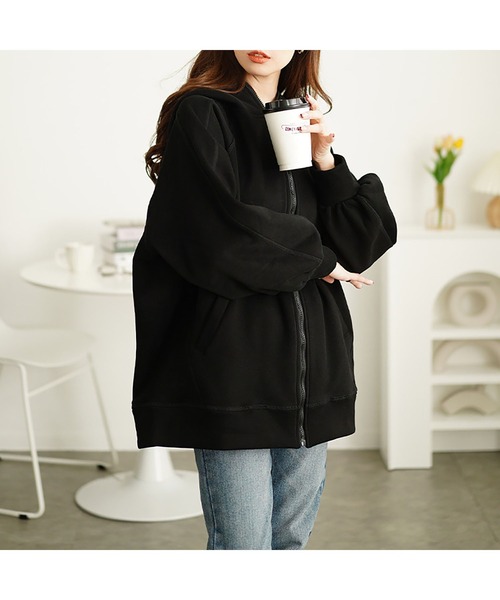 裏起毛ビッグフードドルマンZIPパーカー【大きいサイズ対応