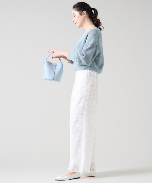 Tiara(ティアラ)の「片畦Vネックニット(ニット/セーター・レディース・オフホワイト/ミント/ベージュ・FREE)」の13枚目の写真