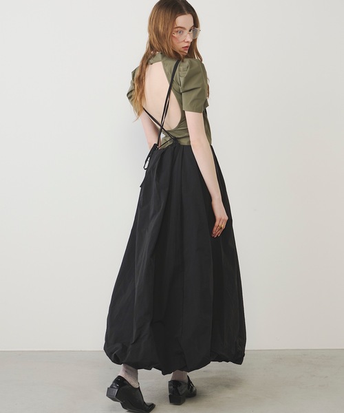 VIOLETTA（ヴィオレッタ）の「カップ付きバックシャンボディスーツ（Tシャツ/カットソー・レディース・ブラック/カーキ・FREE）」の8枚目の写真