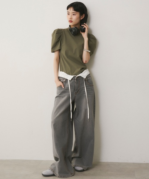 VIOLETTA（ヴィオレッタ）の「カップ付きバックシャンボディスーツ（Tシャツ/カットソー・レディース・ブラック/カーキ・FREE）」の17枚目の写真