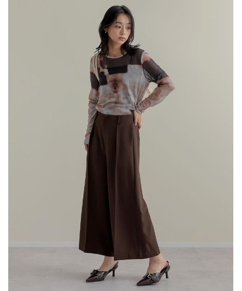 Re:EDIT（リエディ）の「[2025SS COLLECTION]ニュアンス柄シアーロングＴシャツ（Tシャツ/カットソー・レディース・ブルー/オレンジ・MEDIUM/LARGE）」の4枚目の写真