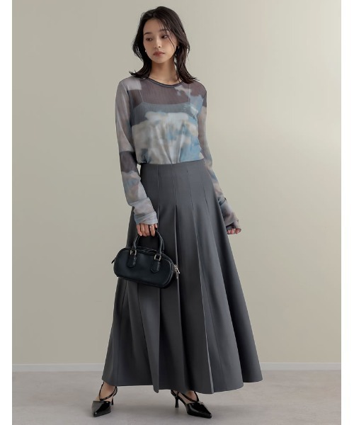 Re:EDIT（リエディ）の「[2025SS COLLECTION]ニュアンス柄シアーロングＴシャツ（Tシャツ/カットソー・レディース・ブルー/オレンジ・MEDIUM/LARGE）」の19枚目の写真