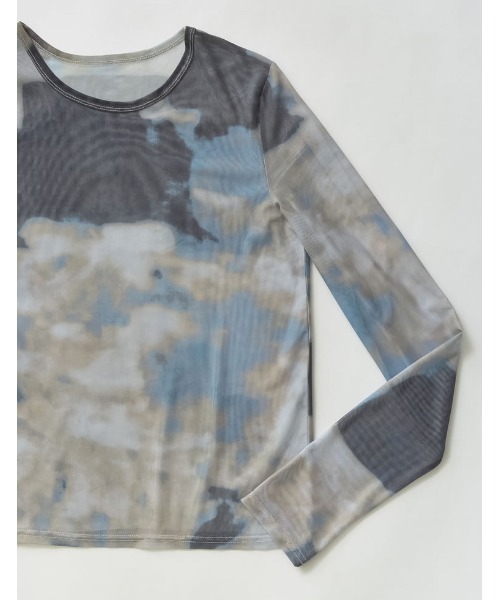 Re:EDIT（リエディ）の「[2025SS COLLECTION]ニュアンス柄シアーロングＴシャツ（Tシャツ/カットソー・レディース・ブルー/オレンジ・MEDIUM/LARGE）」の15枚目の写真