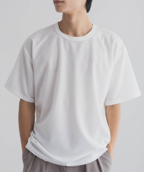 NAVY(ネイビー)の「さらさらした肌さわりの上品見えジョーゼットクルーネックTシャツ(Tシャツ/カットソー・メンズ・ブルーグレー/ホワイト/モカ/ブラック/チャコールグレー/ワイン/カーキ・XXL/XL/L/M/S)」の2枚目の写真
