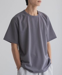 【NAVY / ネイビー】さらさらした肌さわりの上品見えジョーゼットクルーネックTシャツ