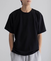 【NAVY / ネイビー】さらさらした肌さわりの上品見えジョーゼットクルーネックTシャツ