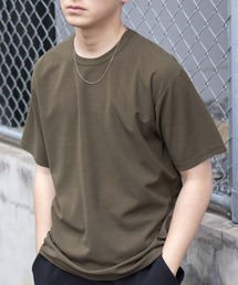 【NAVY / ネイビー】さらさらした肌さわりの上品見えジョーゼットクルーネックTシャツ