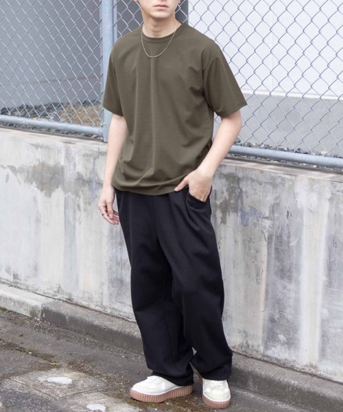 NAVY(ネイビー)の「さらさらした肌さわりの上品見えジョーゼットクルーネックTシャツ(Tシャツ/カットソー・メンズ・ブルーグレー/ホワイト/モカ/ブラック/チャコールグレー/ワイン/カーキ・XXL/XL/L/M/S)」の9枚目の写真