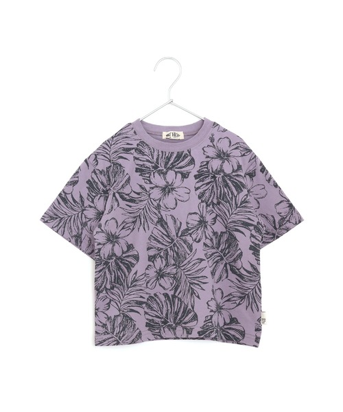 MAKE YOUR DAY(メイクユアデイ)の「ハイビスカス総柄半袖Tシャツ■パパサイズ(Tシャツ/カットソー・メンズ・ベージュ/パープル・L/M)」の5枚目の写真