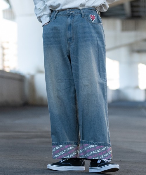 unknown バギーデニム セール】【13】ハイドプリント ロールアップ バギーデニム