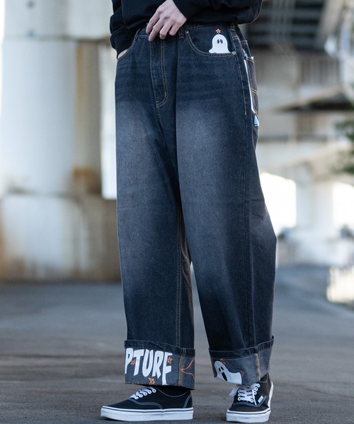 13】ハイドプリント ロールアップ バギーデニム（デニムパンツ