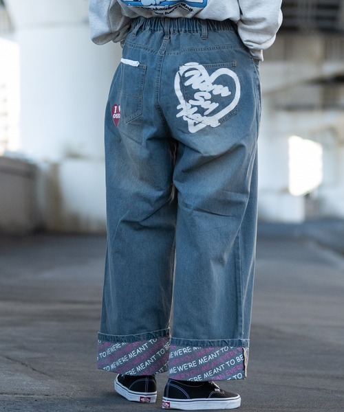 セール】【13】ハイドプリント ロールアップ バギーデニム（デニム