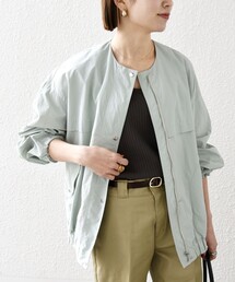 SHIPS any | SHIPS any:〈洗濯機可能〉ナイロン ギャザー ノーカラー コクーン ブルゾン(ブルゾン)