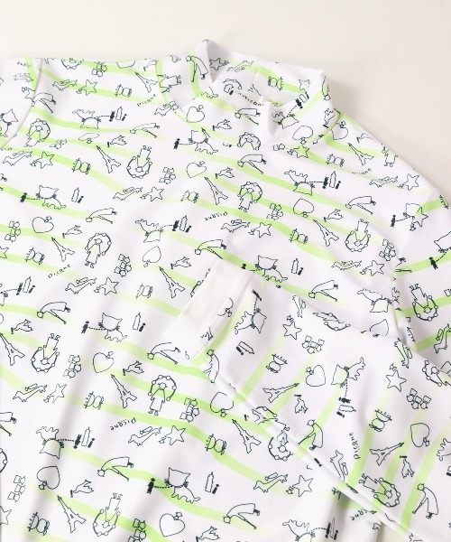 Picone CLUB（ピッコーネクラブ）の「総柄ボーダーハイネックプルオーバー（Tシャツ/カットソー・レディース・ブルー/ライトグリーン/ピンク/ライトグレー・S/M/L）」の15枚目の写真